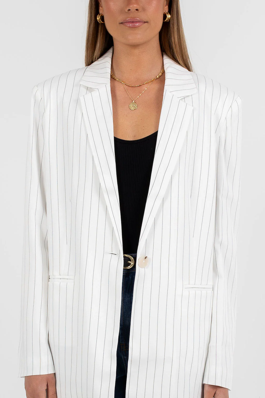 Quade Blazer White Pinstripe - Image 18