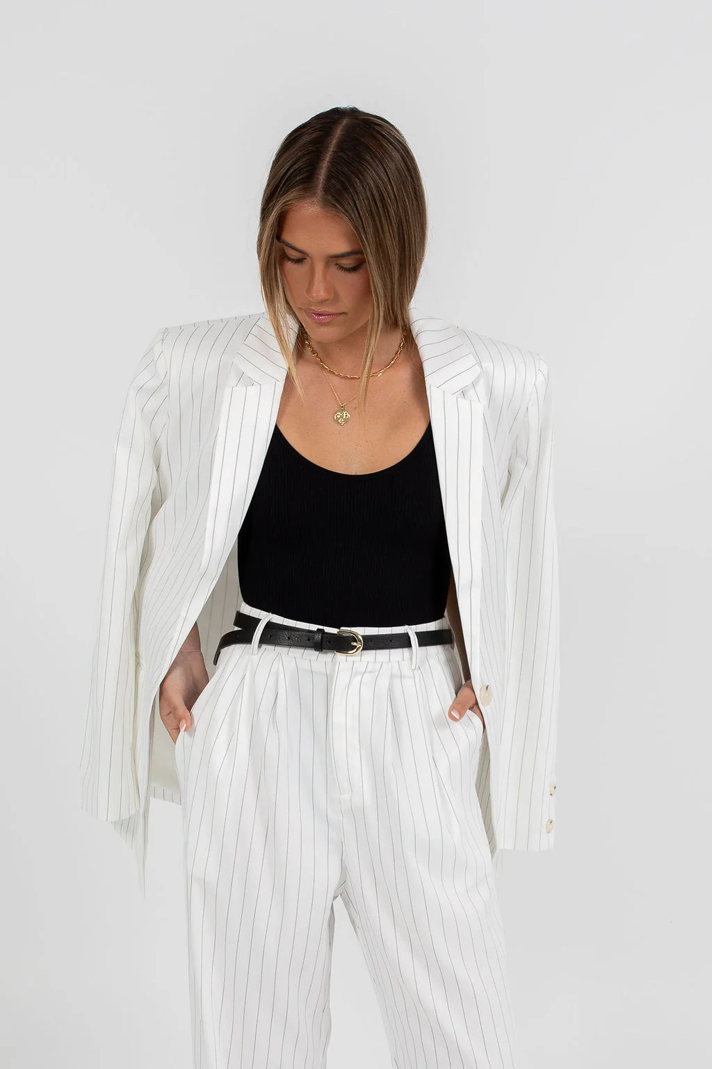 Quade Blazer White Pinstripe - Image 5