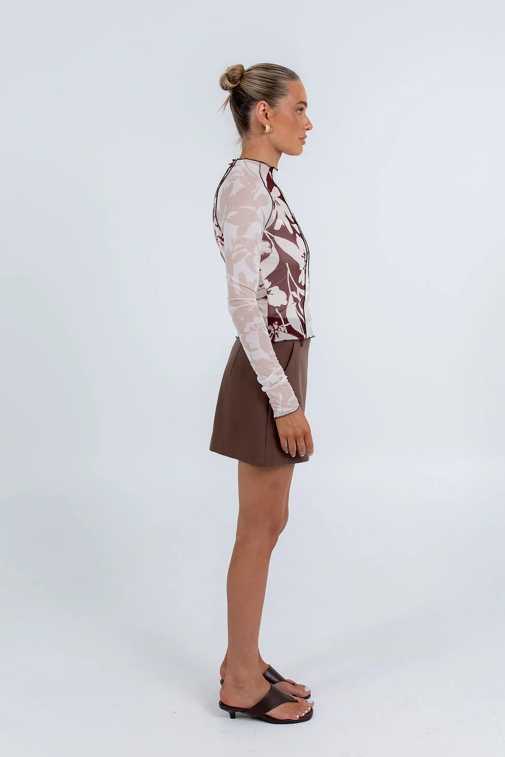 Quays Long Sleeve Top Beige Floral - Image 8