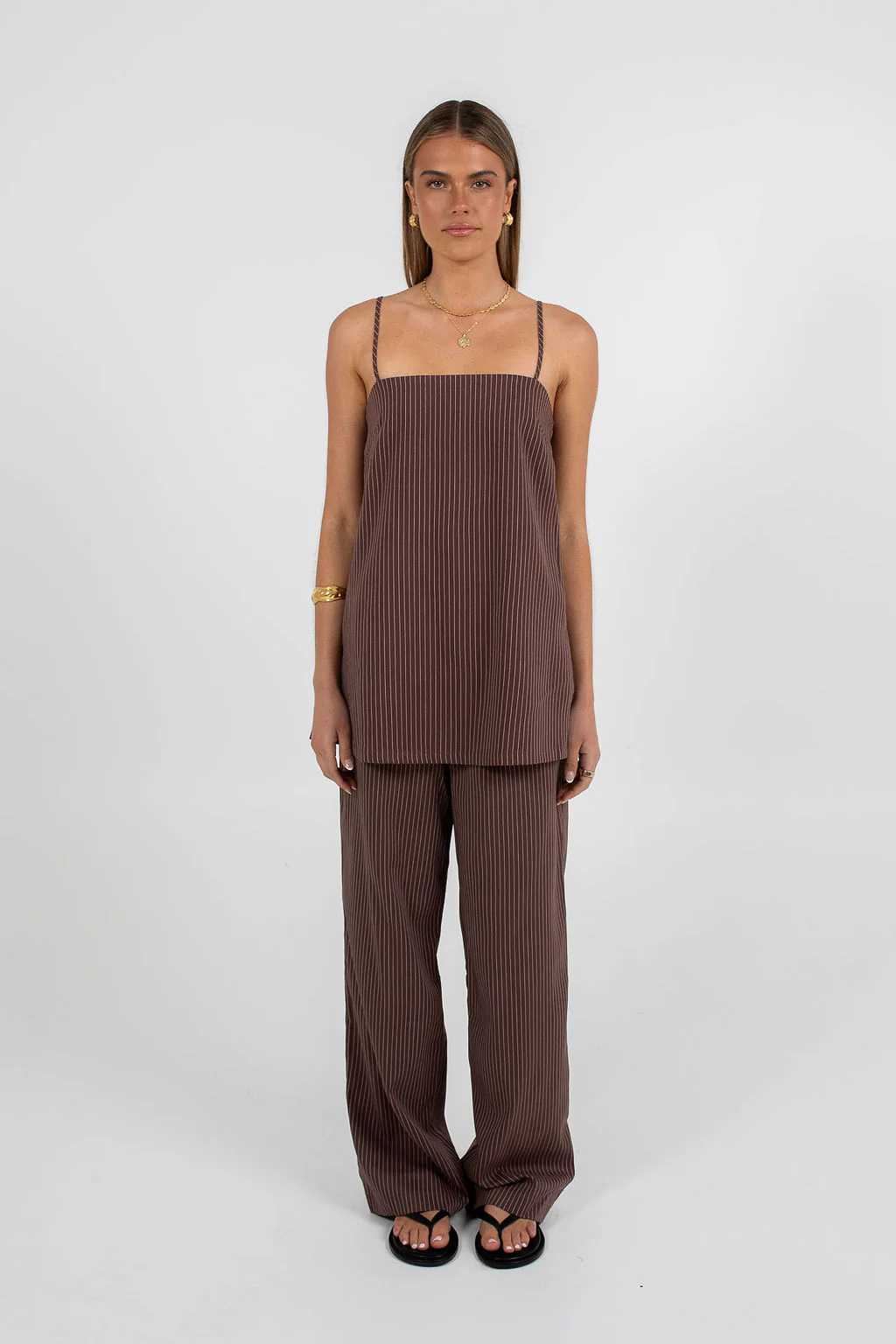 Reina Top Chocolate Pinstripe - Image 5