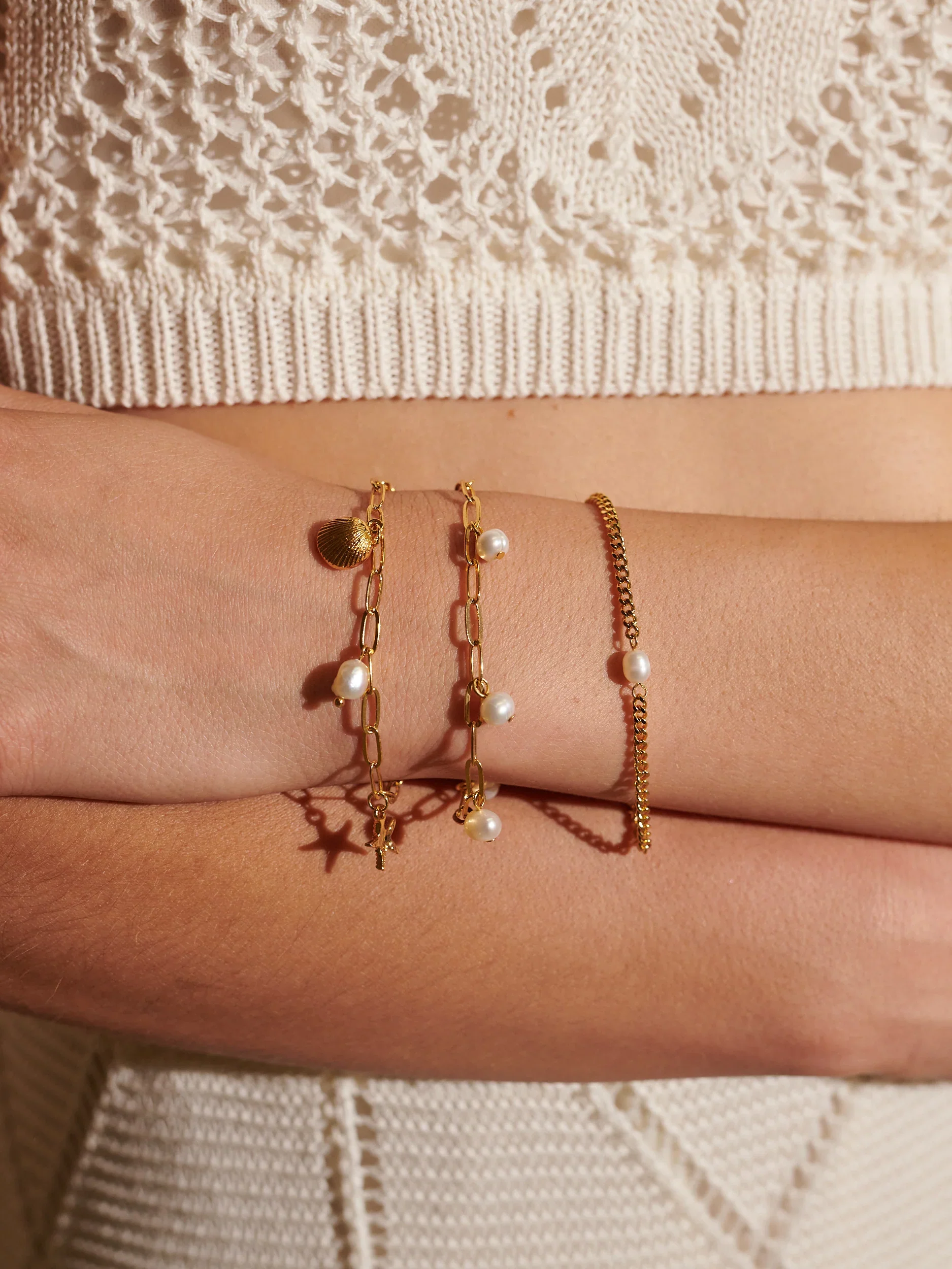 Rhoda Pearl Bracelet - Gold - Image 3