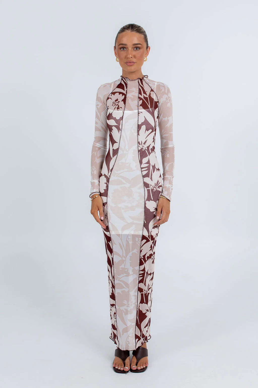 Rochelle Maxi Dress Beige Floral - Image 5