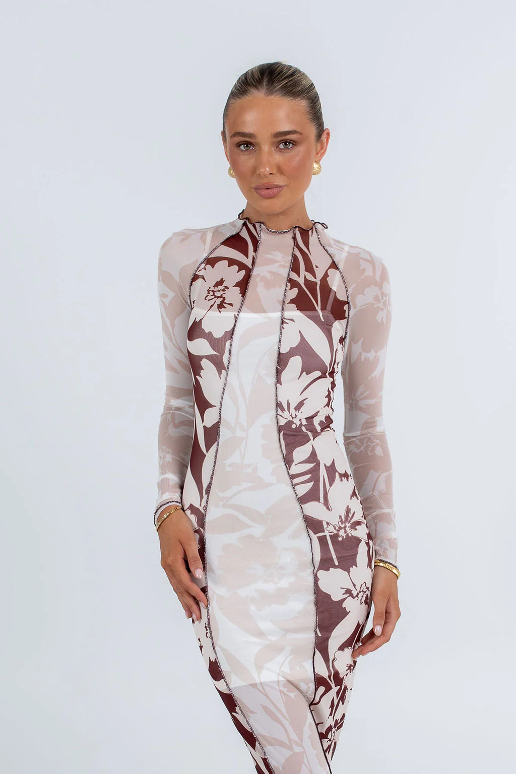 Rochelle Maxi Dress Beige Floral - Image 6