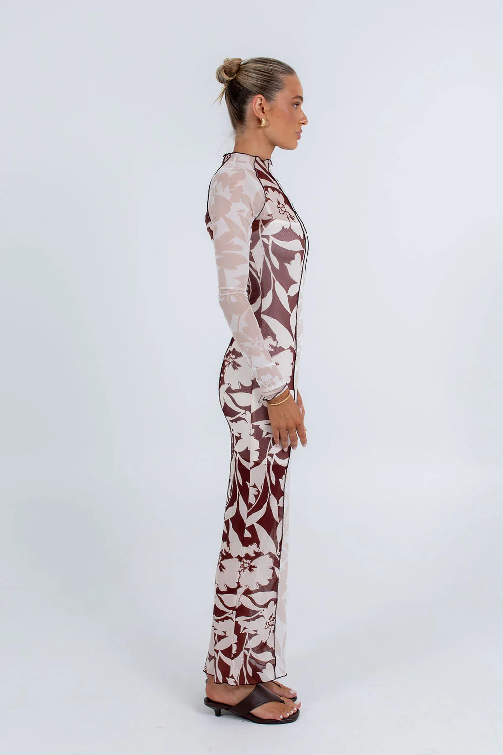 Rochelle Maxi Dress Beige Floral - Image 9