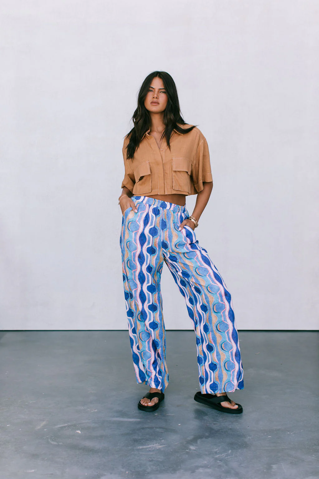 Santorini Pants Greece Print - Image 14
