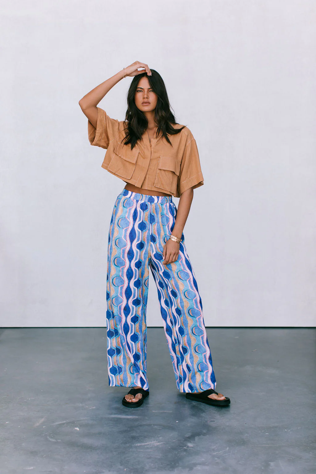 Santorini Pants Greece Print - Image 15