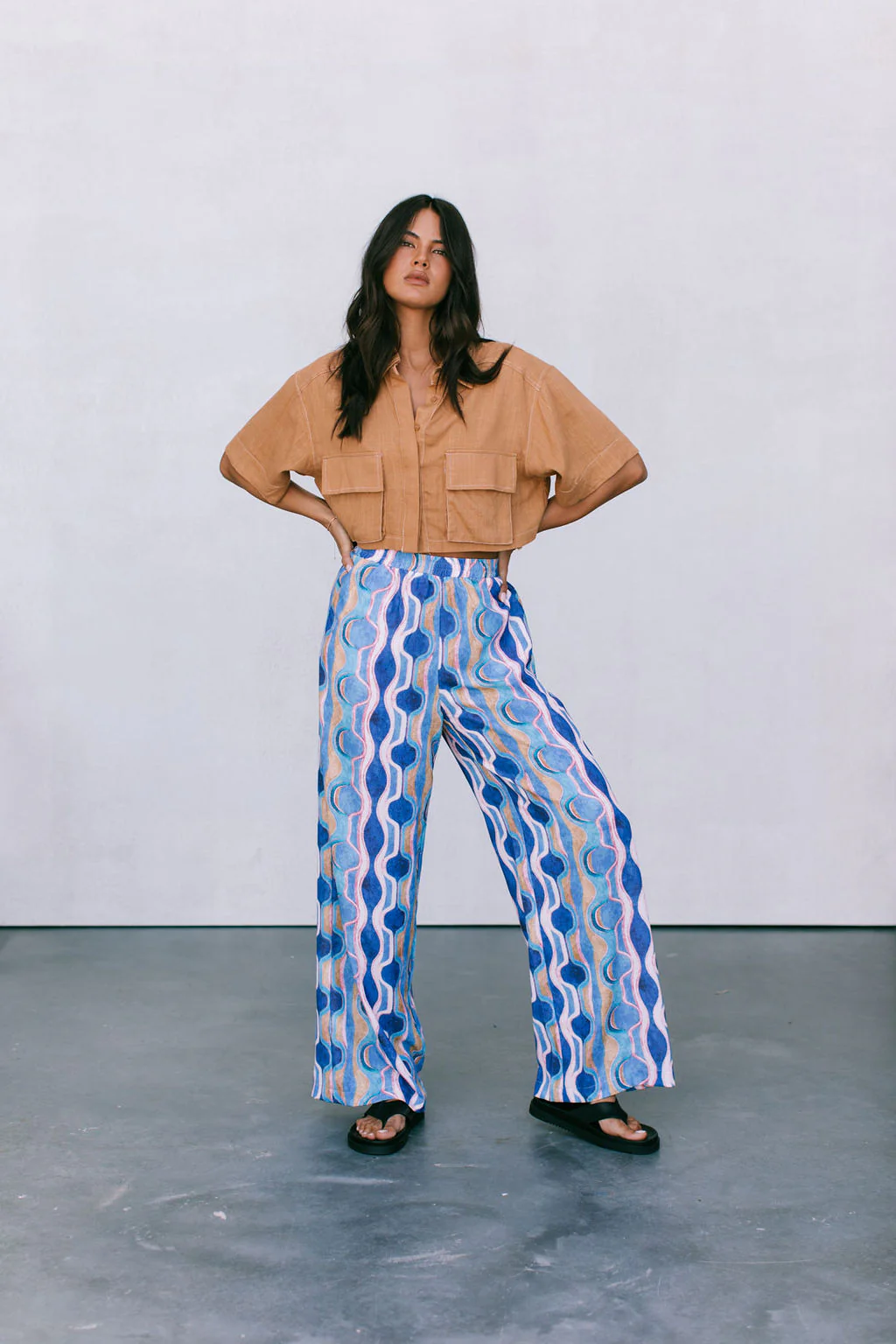 Santorini Pants Greece Print - Image 17