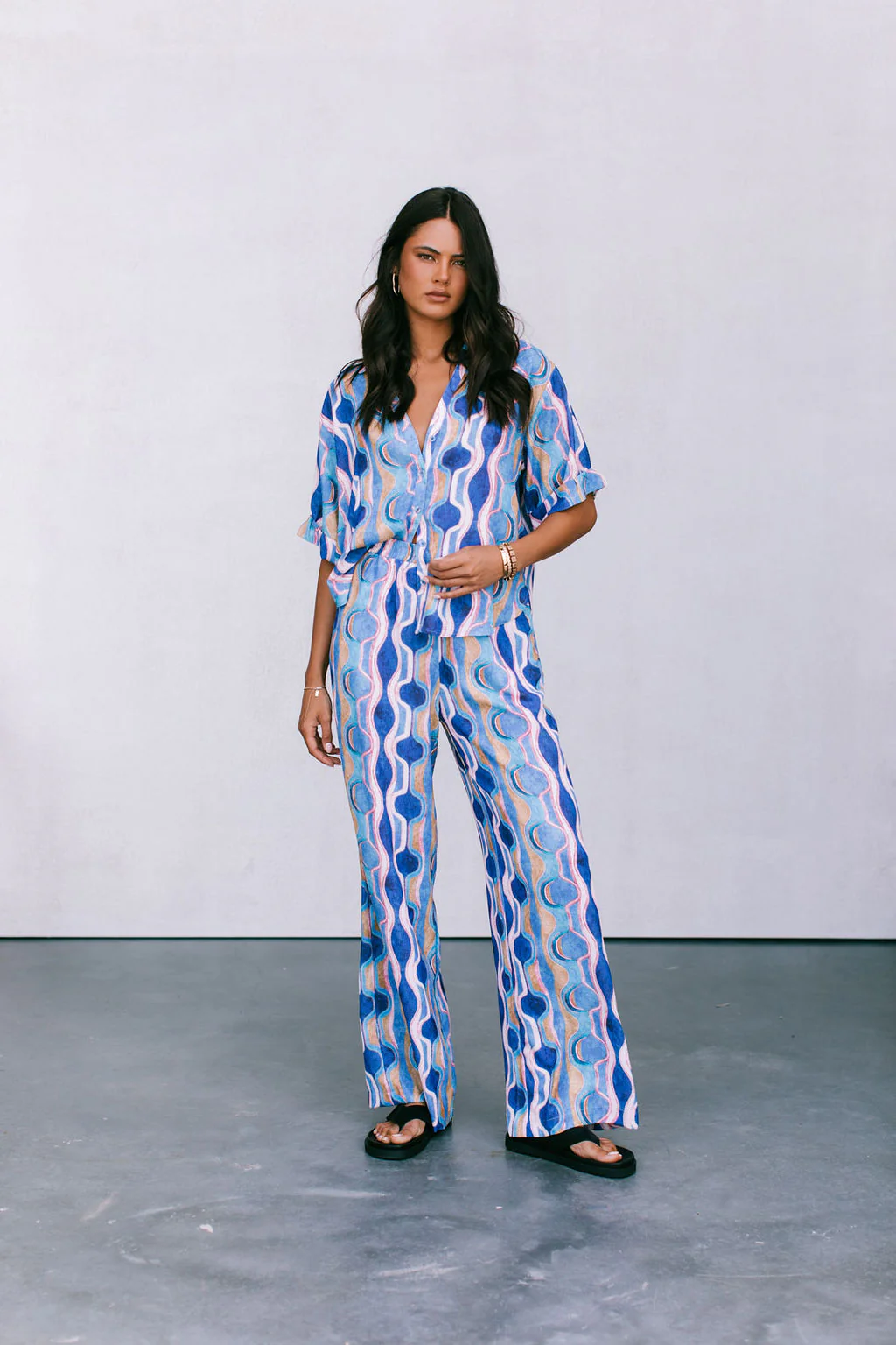 Santorini Pants Greece Print - Image 5