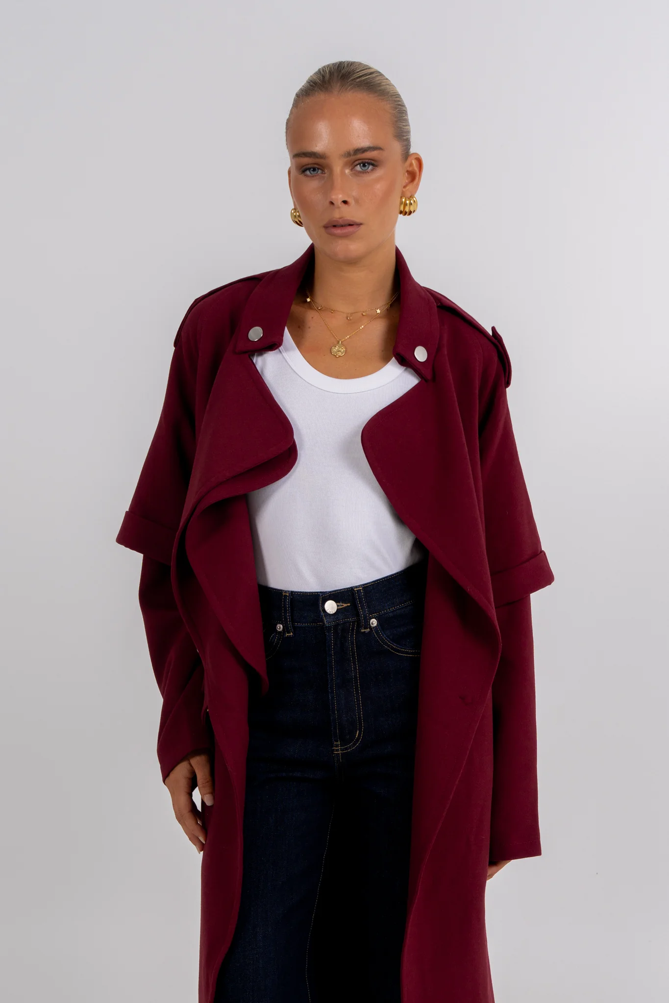 Sarah Trench Coat Burgundy - Image 4
