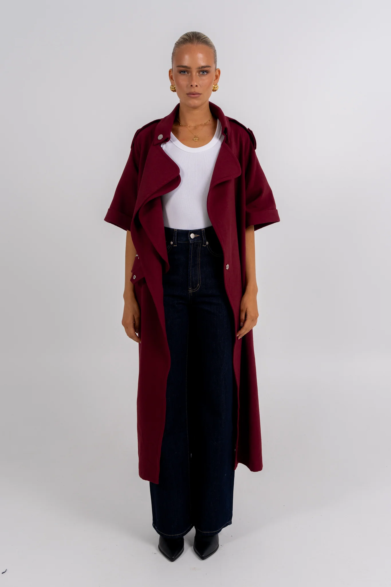 Sarah Trench Coat Burgundy - Image 5