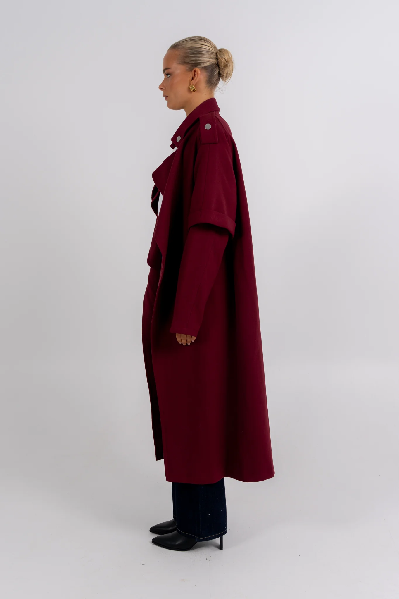 Sarah Trench Coat Burgundy - Image 8