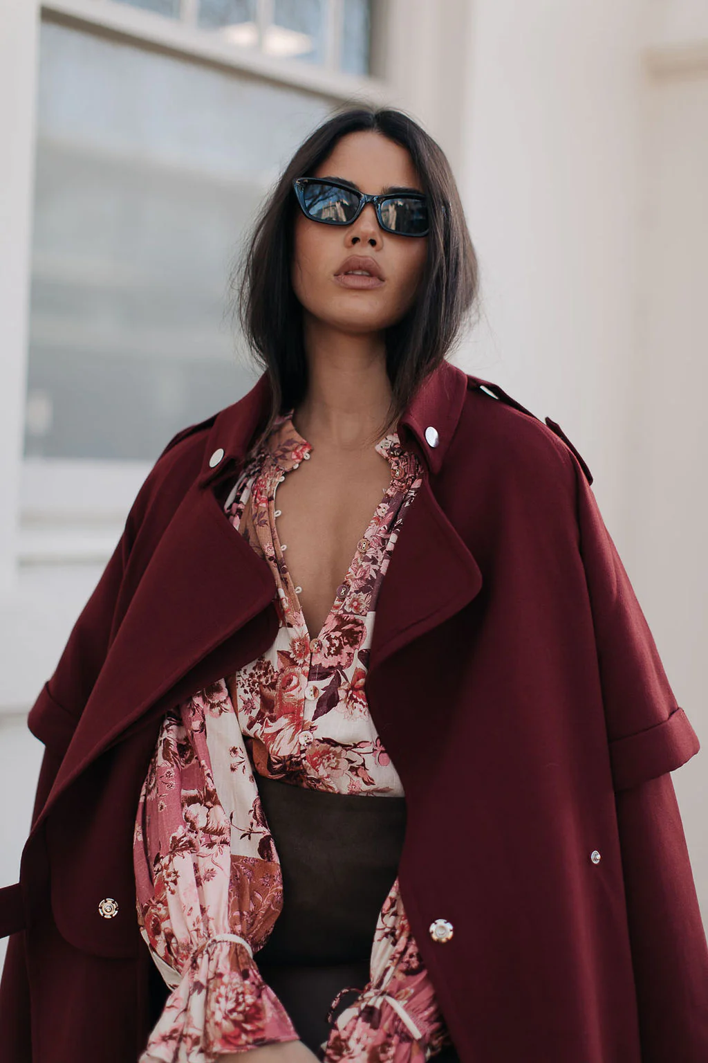 Sarah Trench Coat Burgundy - Image 9