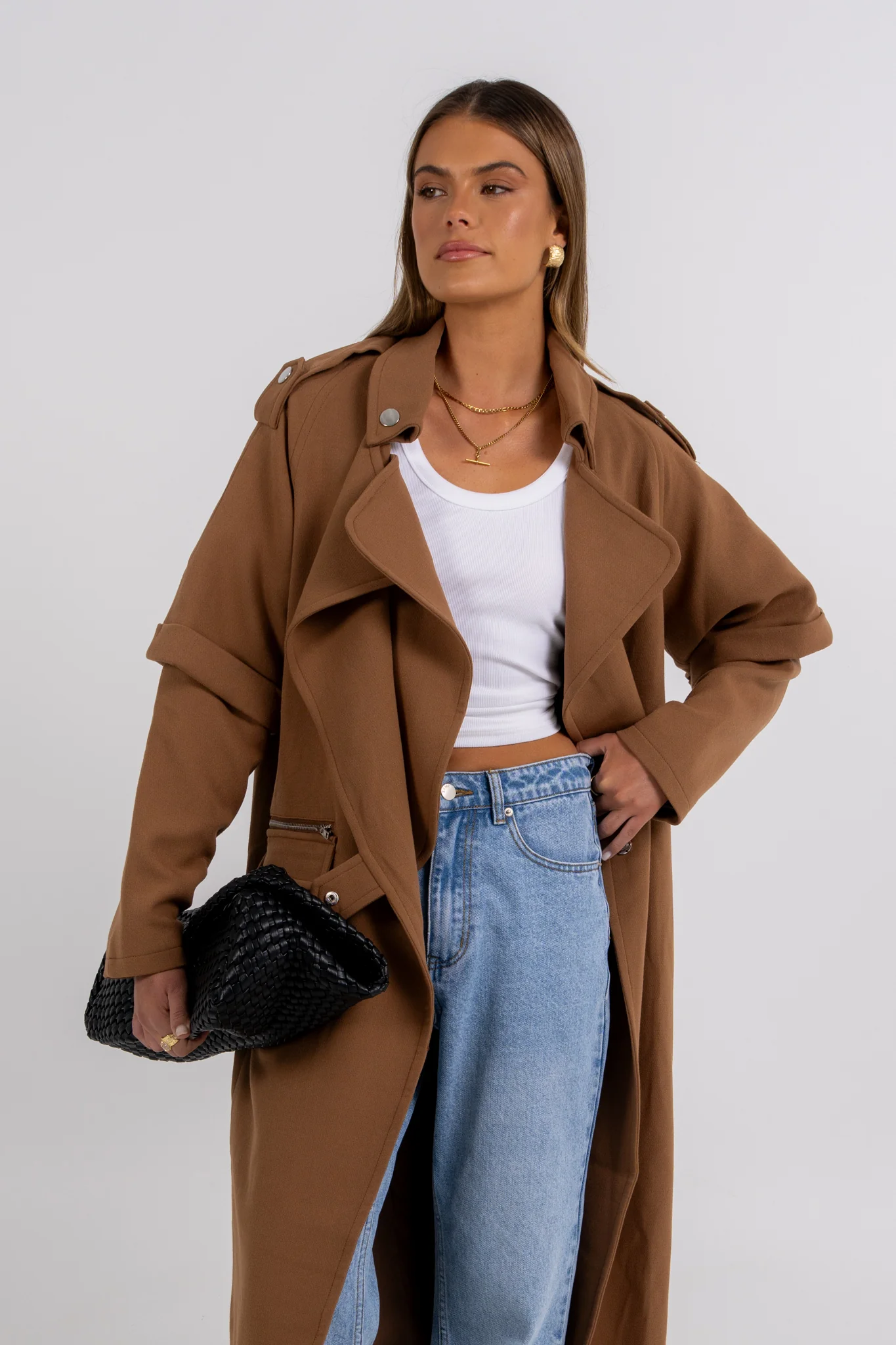 Sarah Trench Coat Tan Brown - Image 11