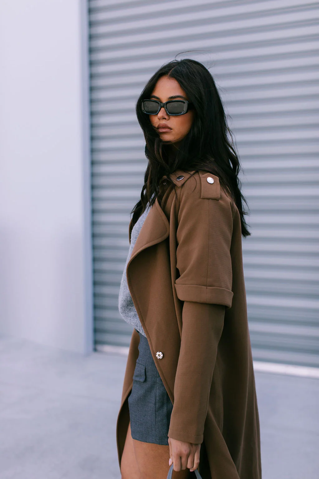 Sarah Trench Coat Tan Brown - Image 15