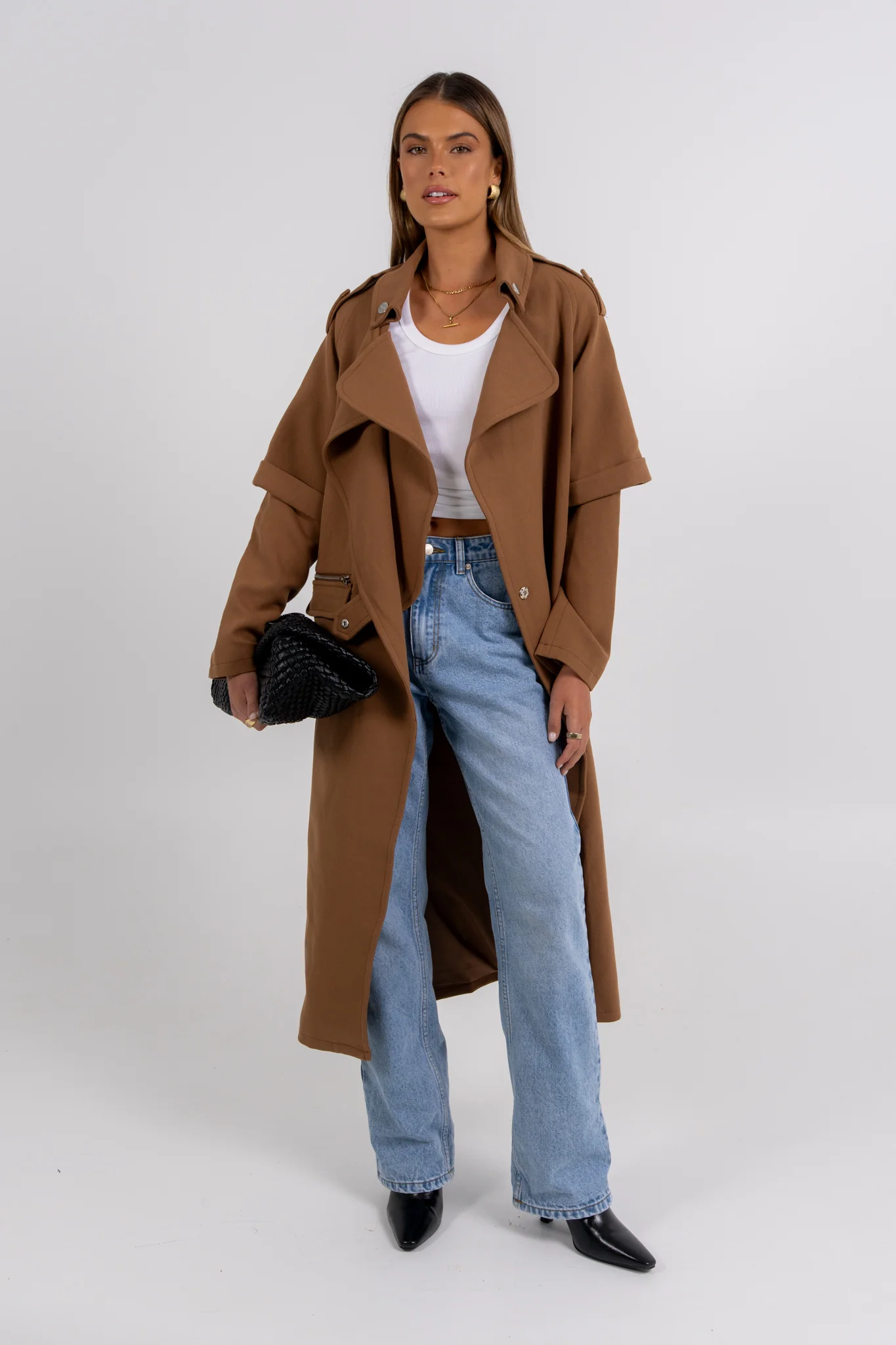 Sarah Trench Coat Tan Brown - Image 9