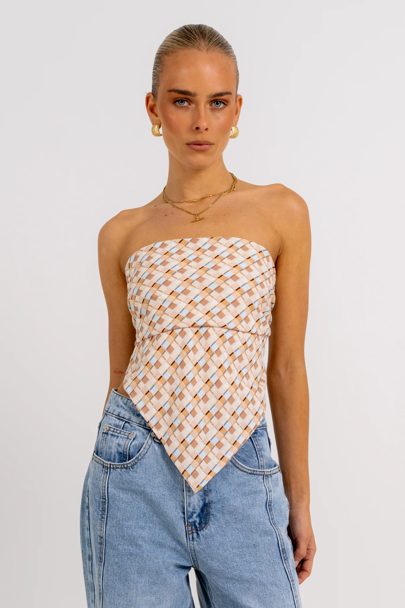 Sono Top Beige Check - Image 7