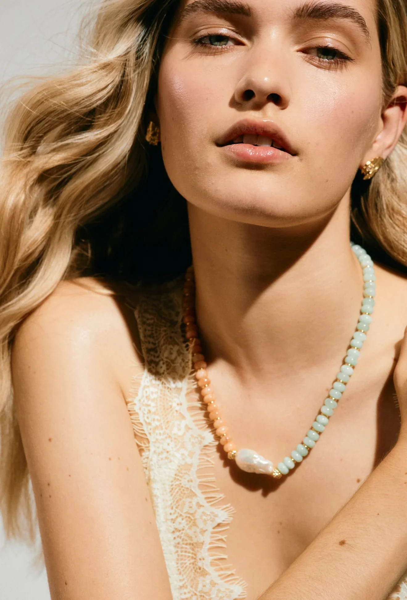 Sorbet Necklace Peach Moonstone Amazonite - Image 2