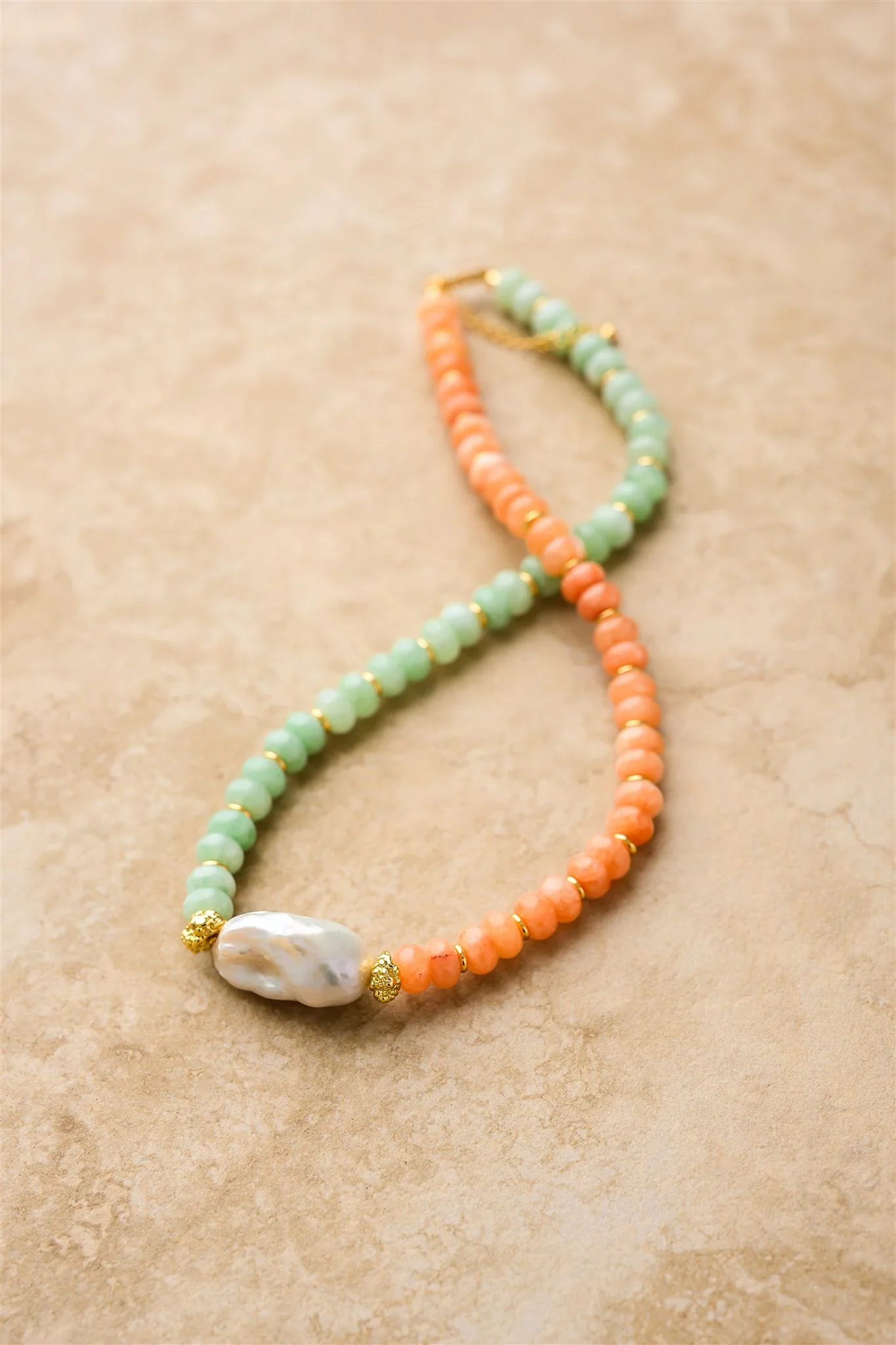 Sorbet Necklace Peach Moonstone Amazonite - Image 3