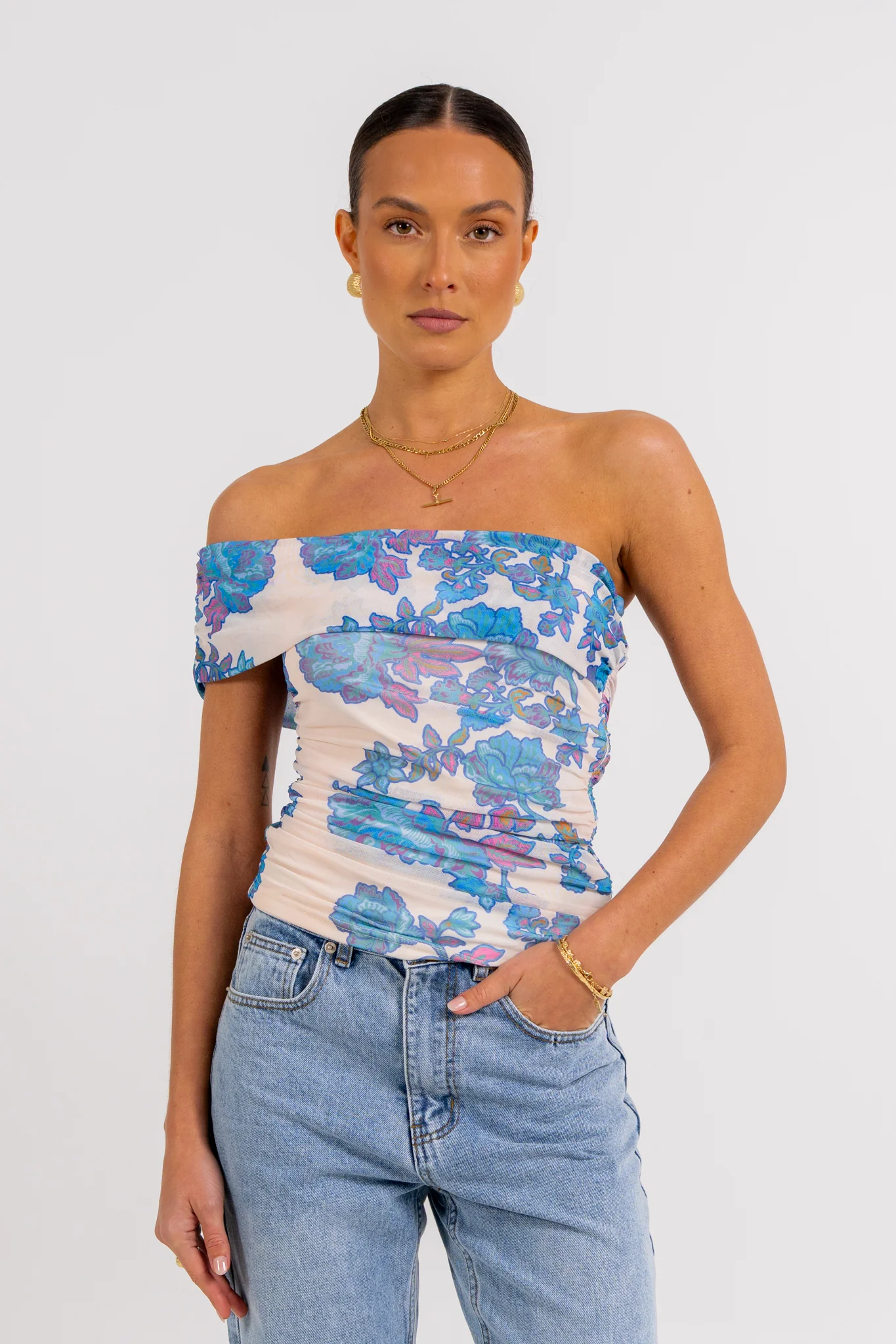 Tamsin Off-the-shoulder Top Inkora Print - Image 5