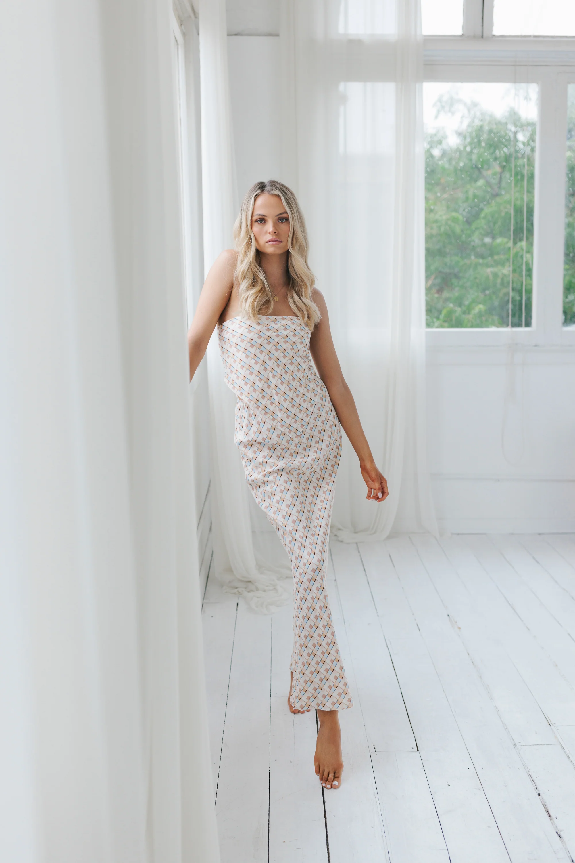 Tulsi Skirt Beige Check - Image 29