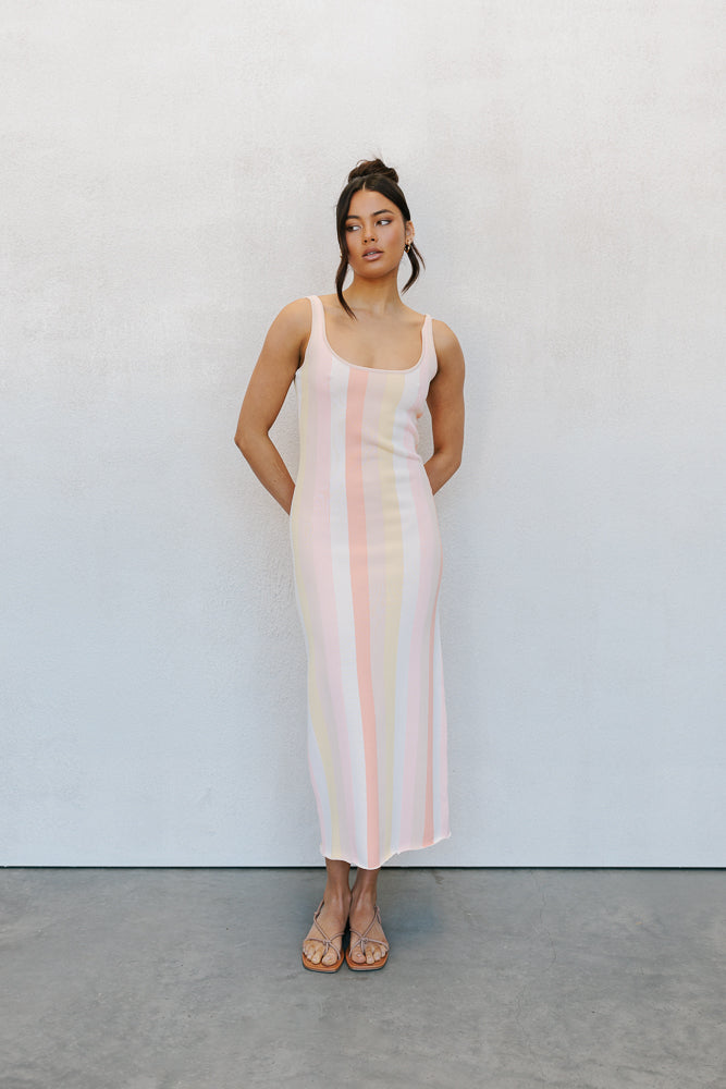 Turin Midi Dress Sorbet Stripe - Image 15