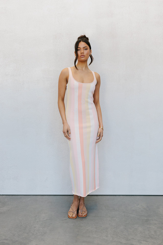 Turin Midi Dress Sorbet Stripe - Image 20