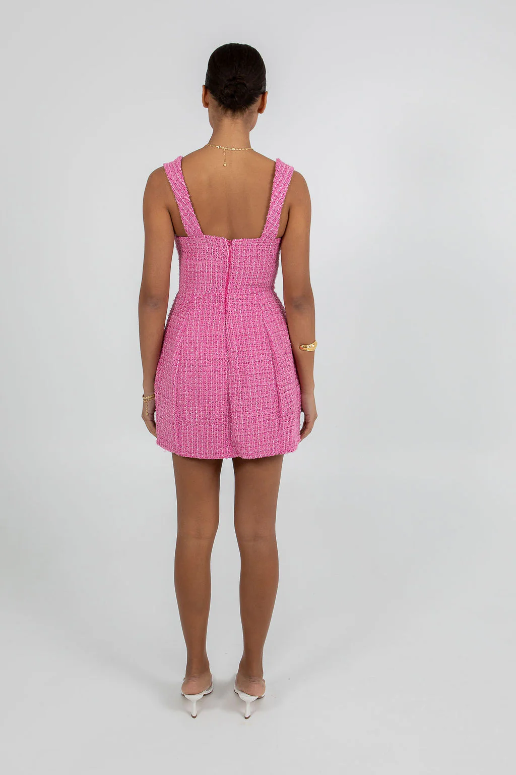 Ursilla Mini Dress Pink Tweed - Image 4