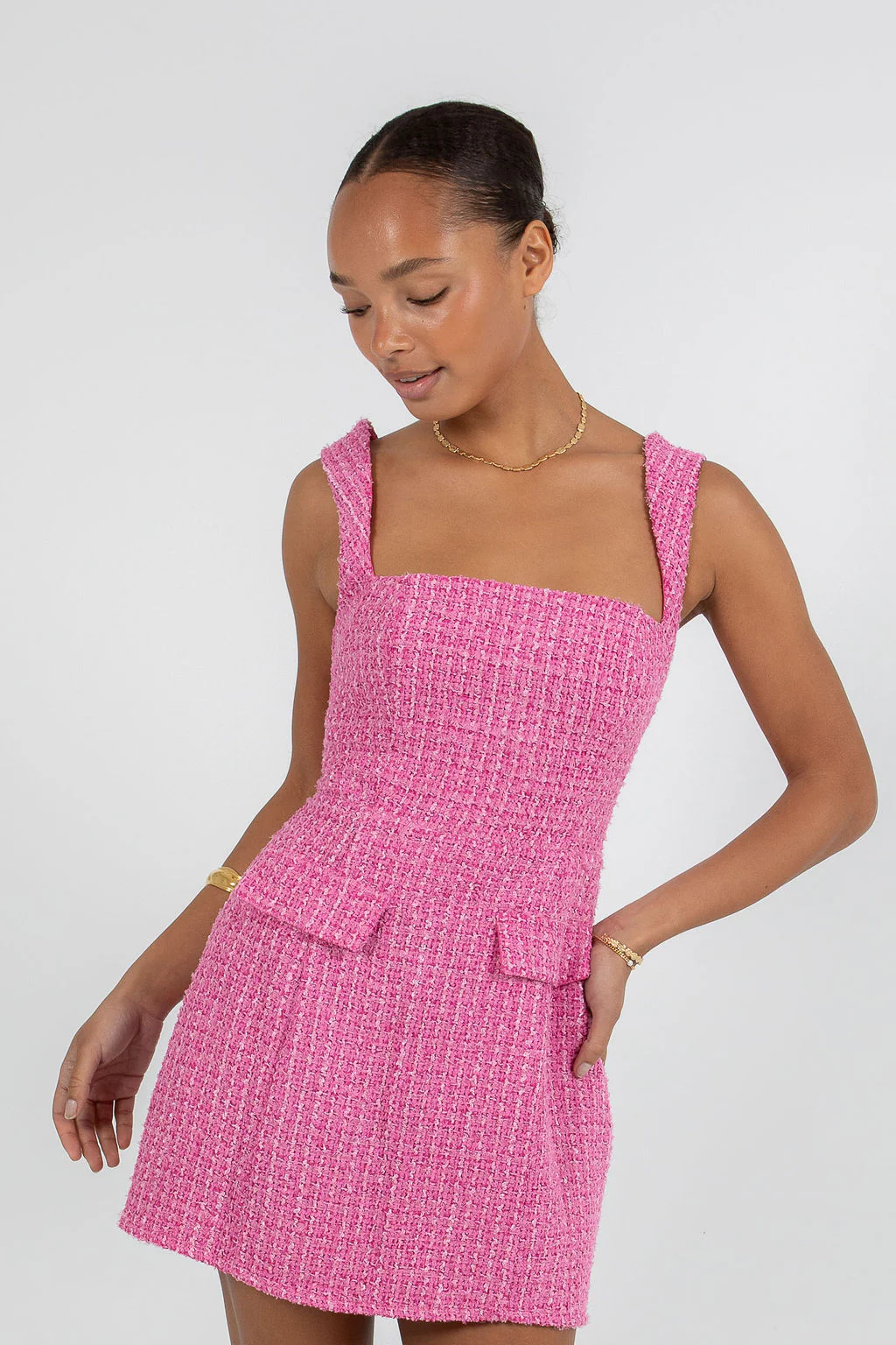 Ursilla Mini Dress Pink Tweed - Image 5