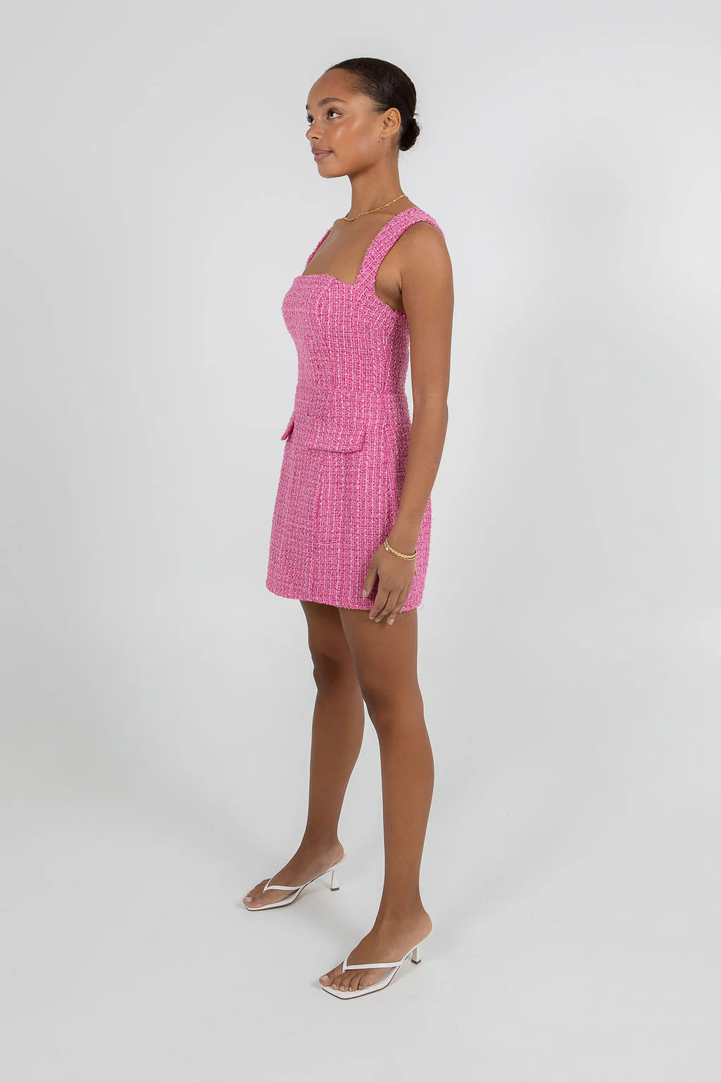 Ursilla Mini Dress Pink Tweed - Image 6