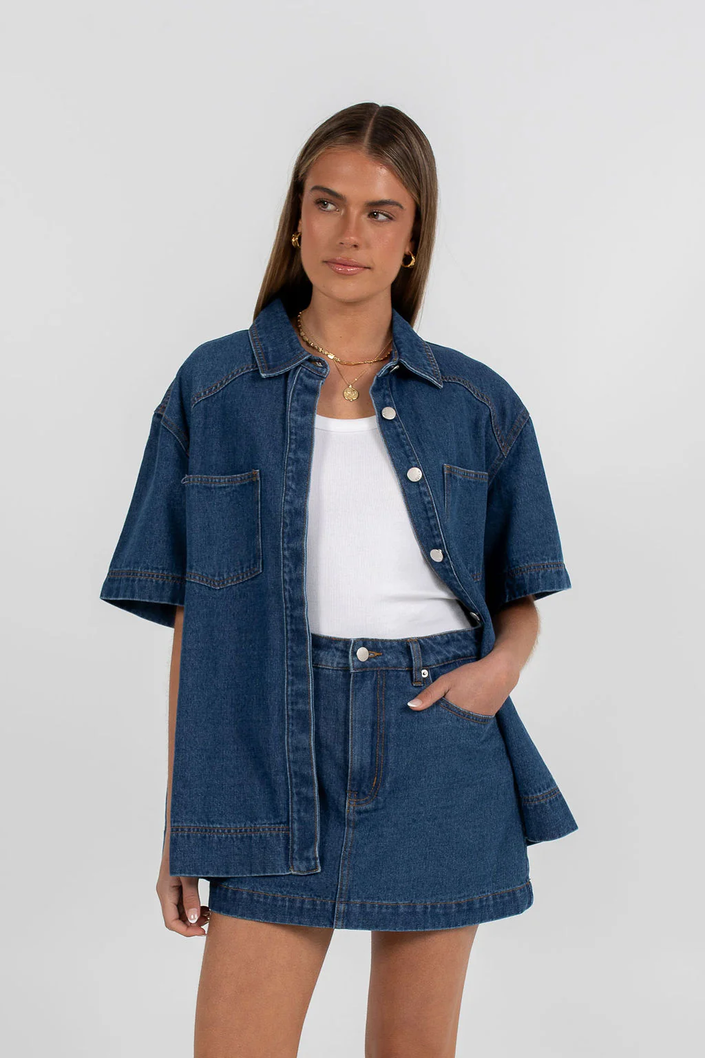 Veira Denim Shirt Classic Blue - Image 2