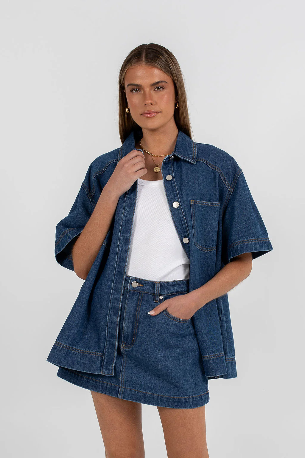Veira Denim Shirt Classic Blue - Image 7