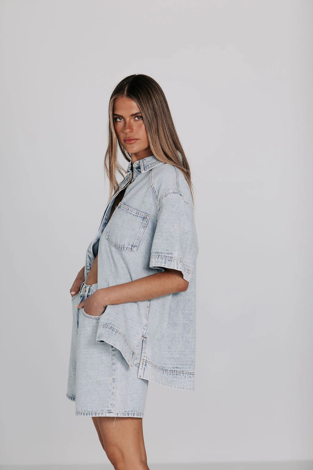 Veira Denim Shirt Light Mineral Wash - Image 12
