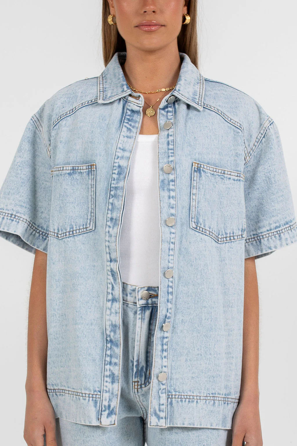 Veira Denim Shirt Light Mineral Wash - Image 3