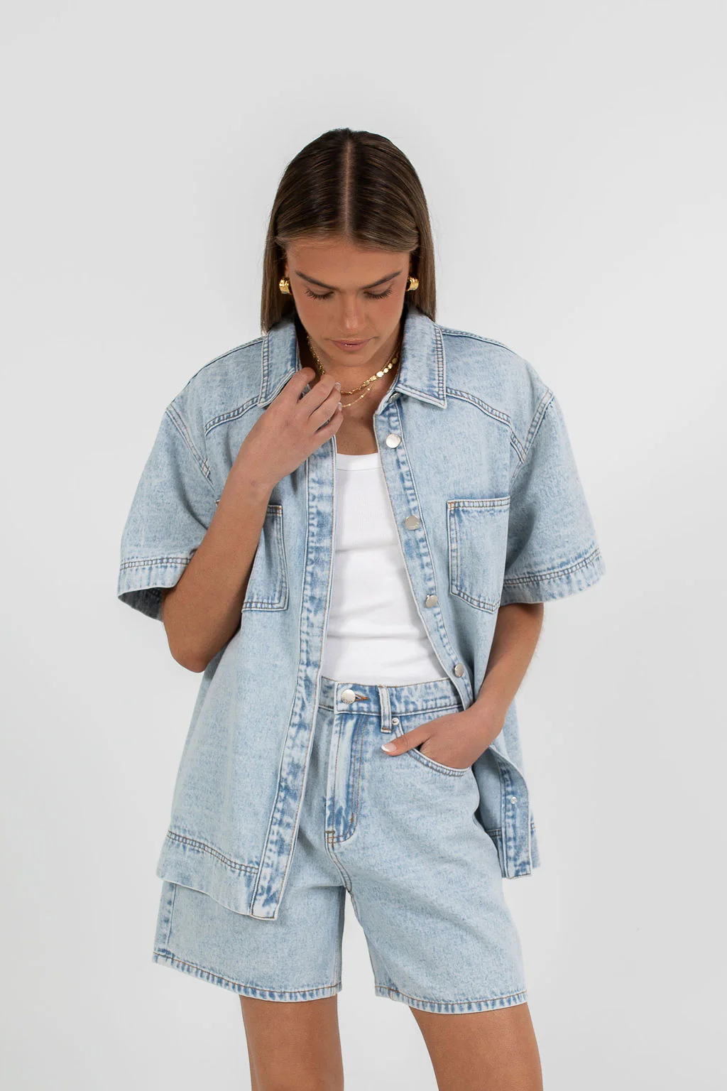 Veira Denim Shirt Light Mineral Wash - Image 8