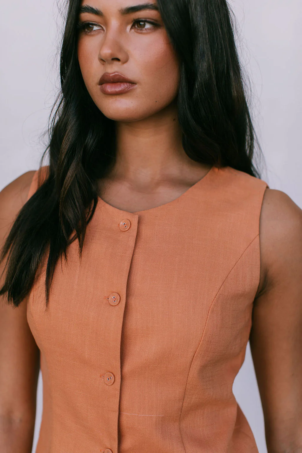Virgo Linen Vest Rust - Image 13