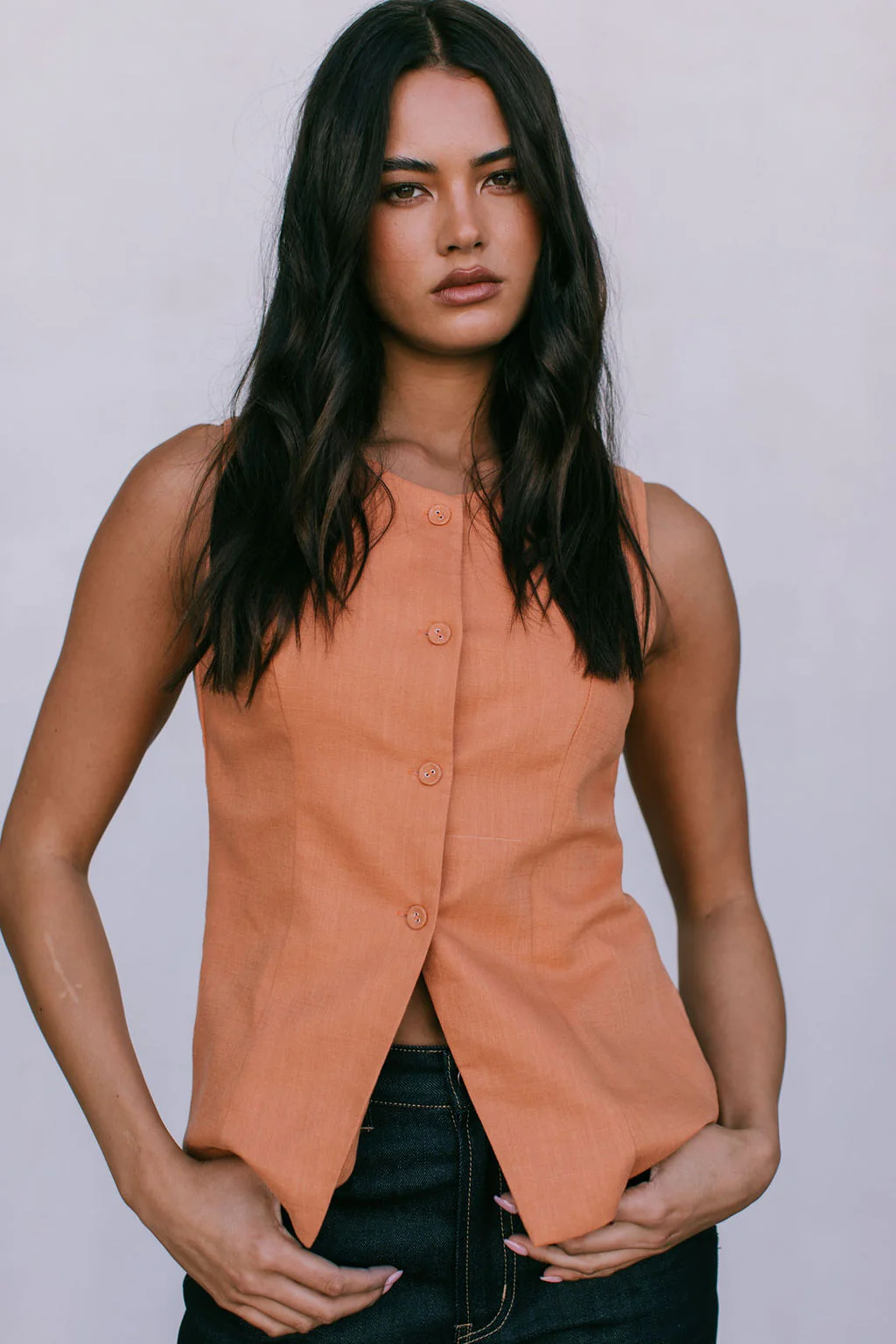 Virgo Linen Vest Rust - Image 17