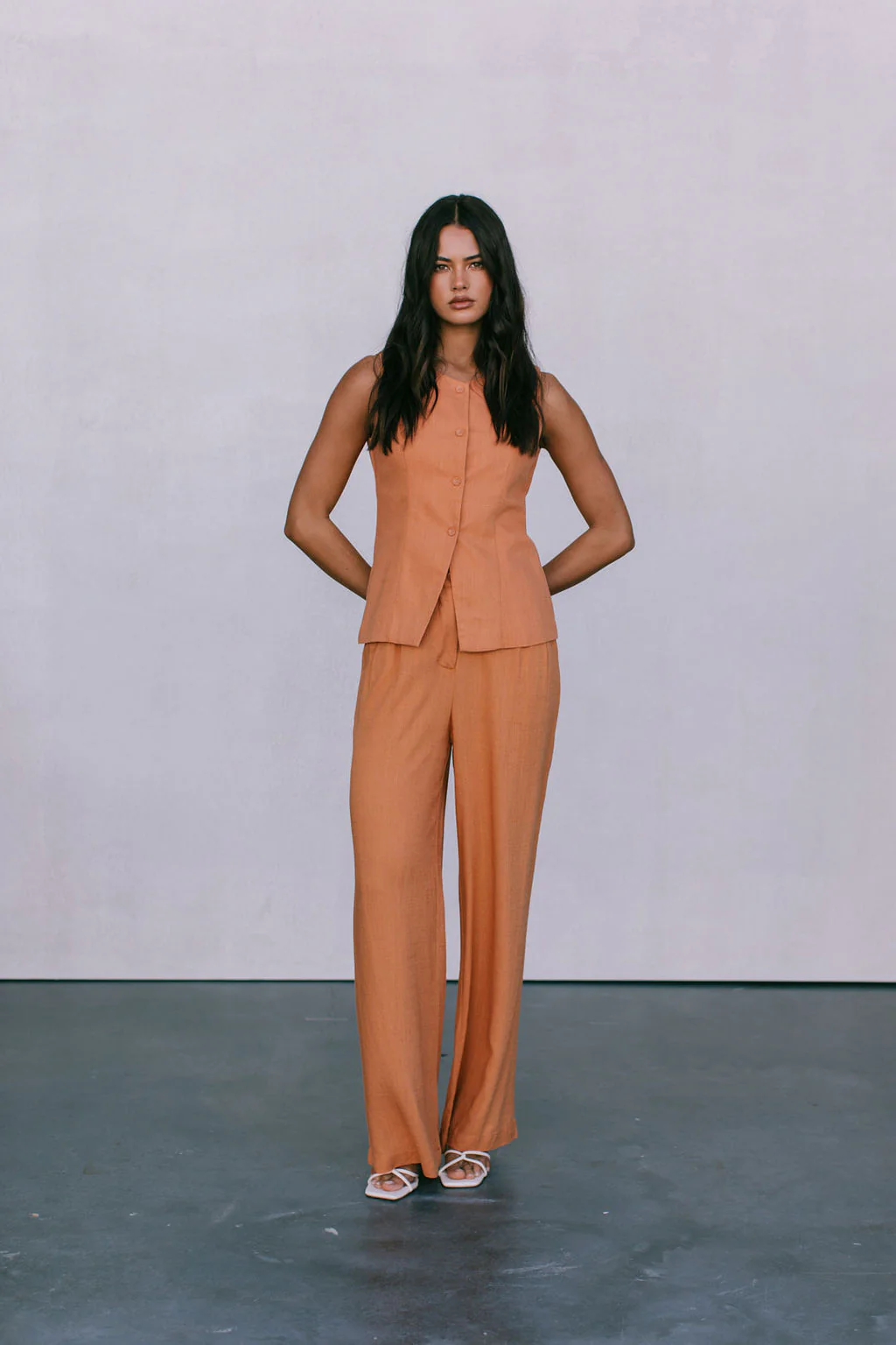 Virgo Linen Vest Rust - Image 19