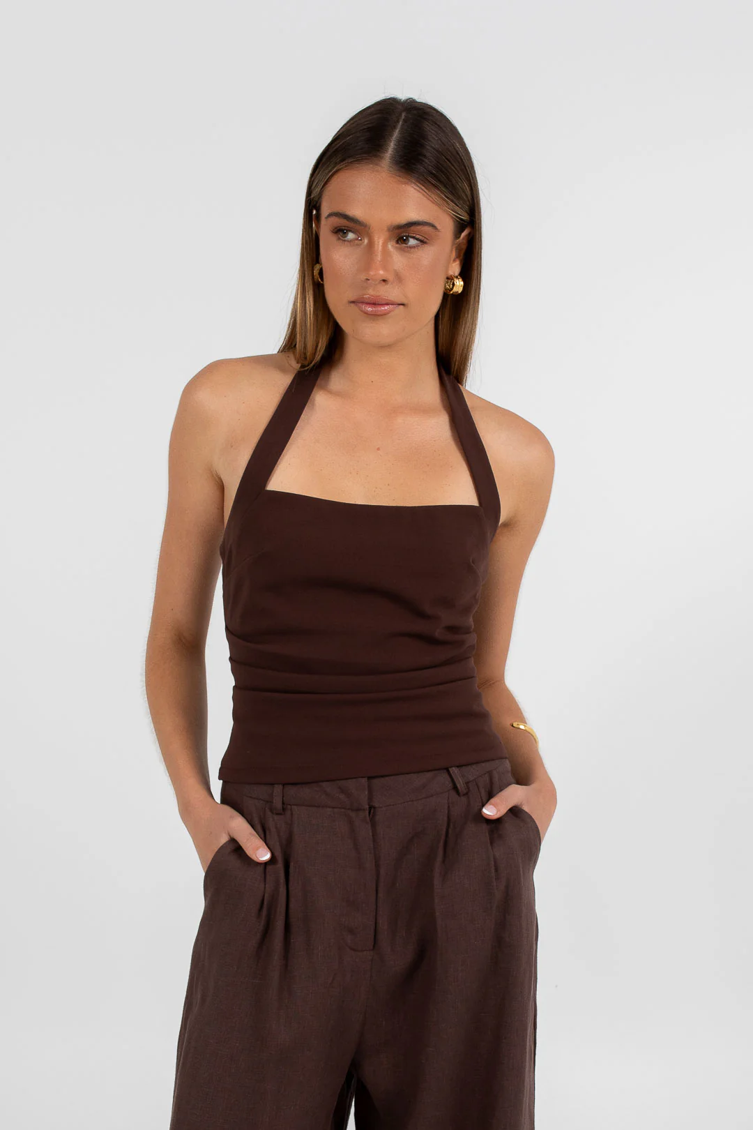 Vivien Linen Pant Chocolate - Image 2