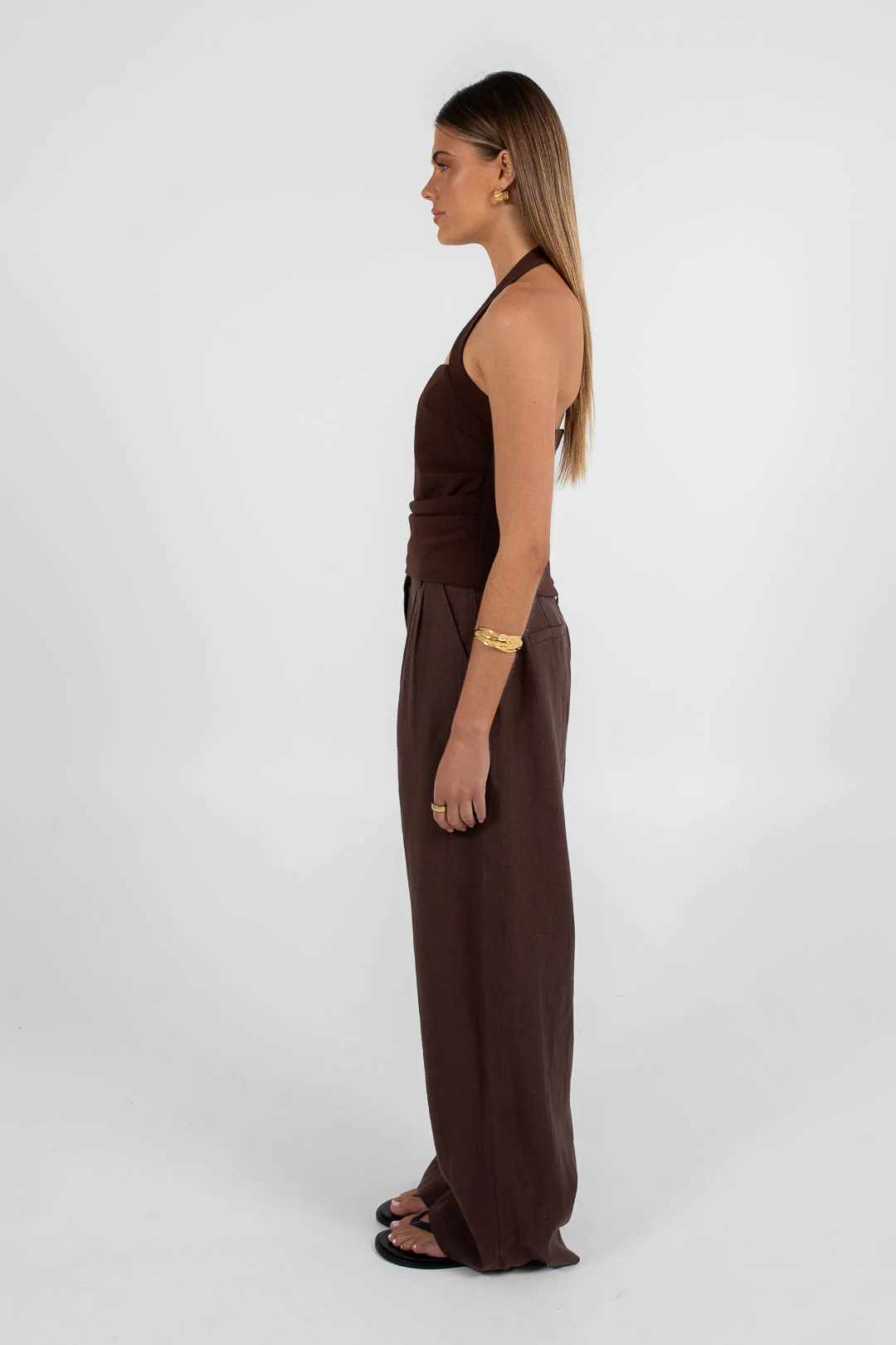 Vivien Linen Pant Chocolate - Image 5
