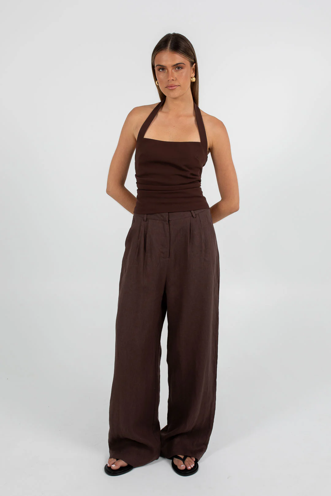 Vivien Linen Pant Chocolate - Image 8