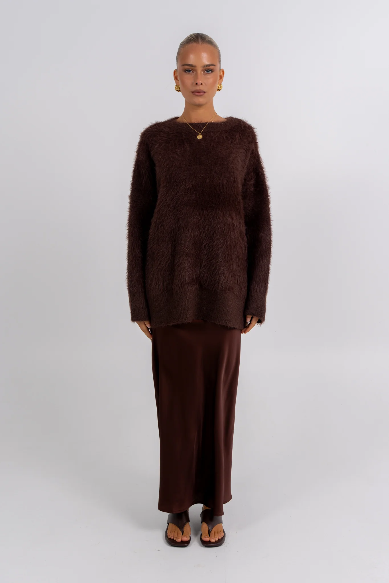 Willow Knit Jumper Chocolate - Image 3