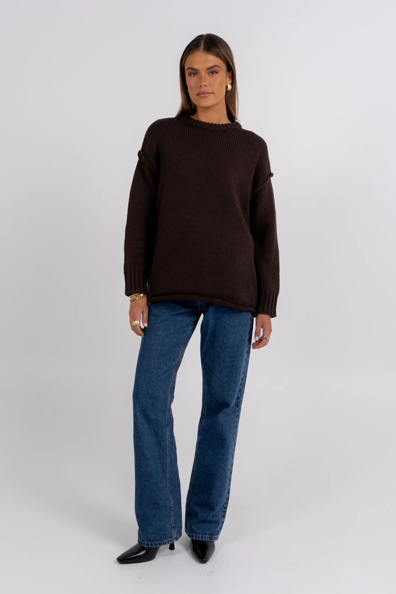 Zara Knit Jumper Deep Chocolate - Image 7