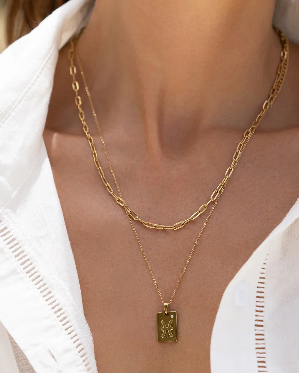 Zodiac Tag Necklace Gold - Image 2